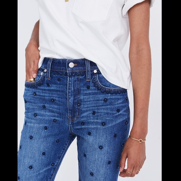 NWT Madewell The High-Rise Boyjean: Beaded Edition